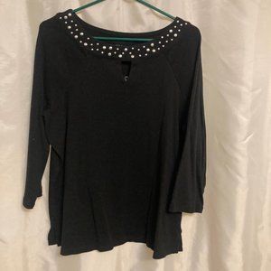 Black Knit Top with Metal Trim